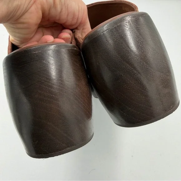 NEW Everlane Dark Umber Brown Suede Wooden Puffa Platform Clog 7 - Picture 10 of 16